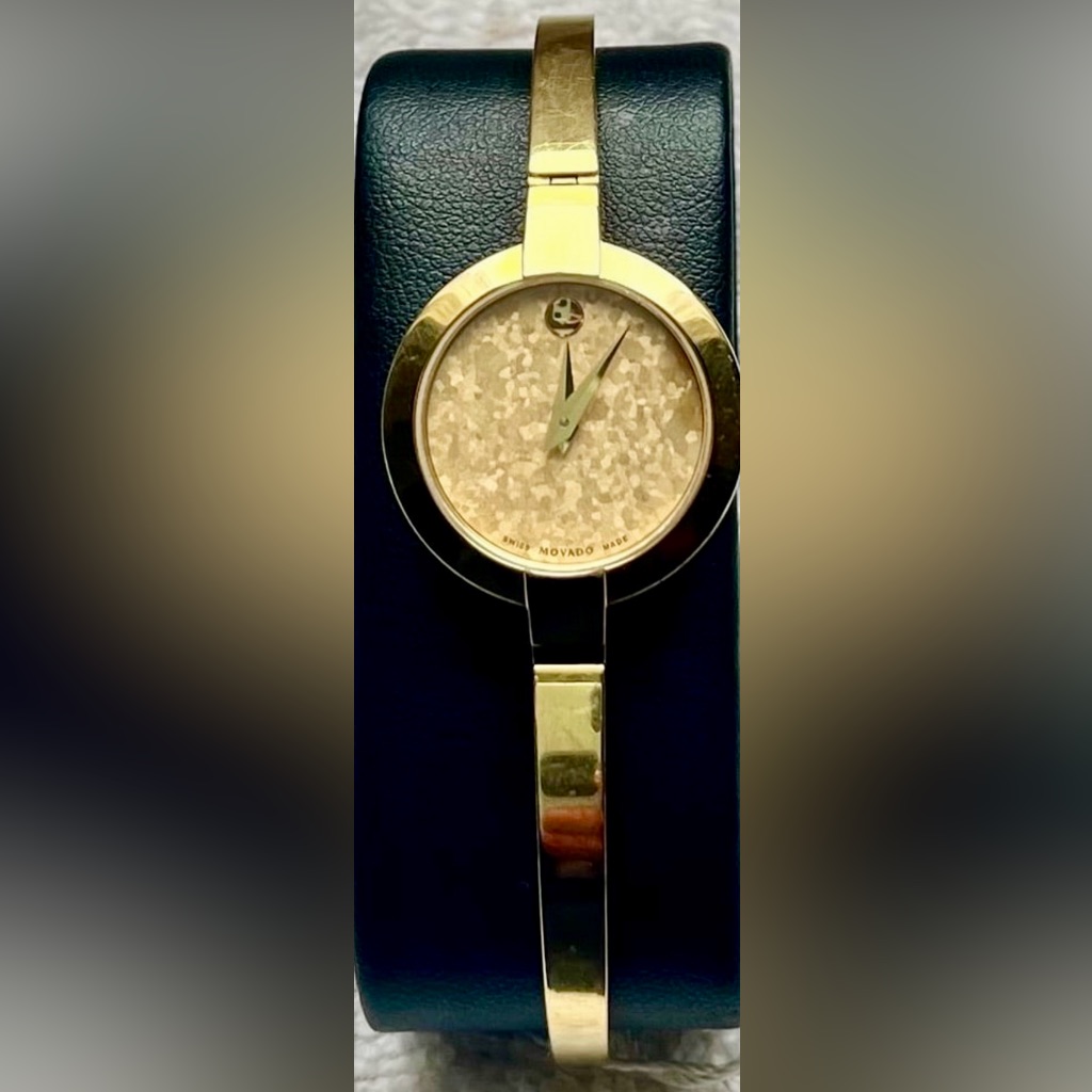 Movado Bela Gold-Textured Dial Bangle Watch